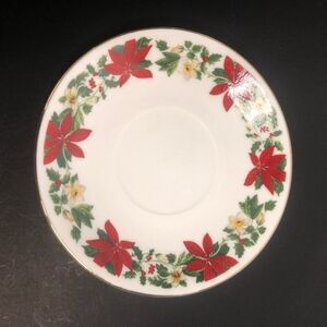gibson home poinsettia hoilday saucer only replacement piece christmas gold trim